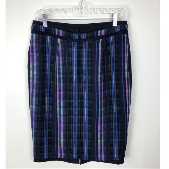 Banana Republic Navy plaid Pencil midi skirt - Picture 2 of 6